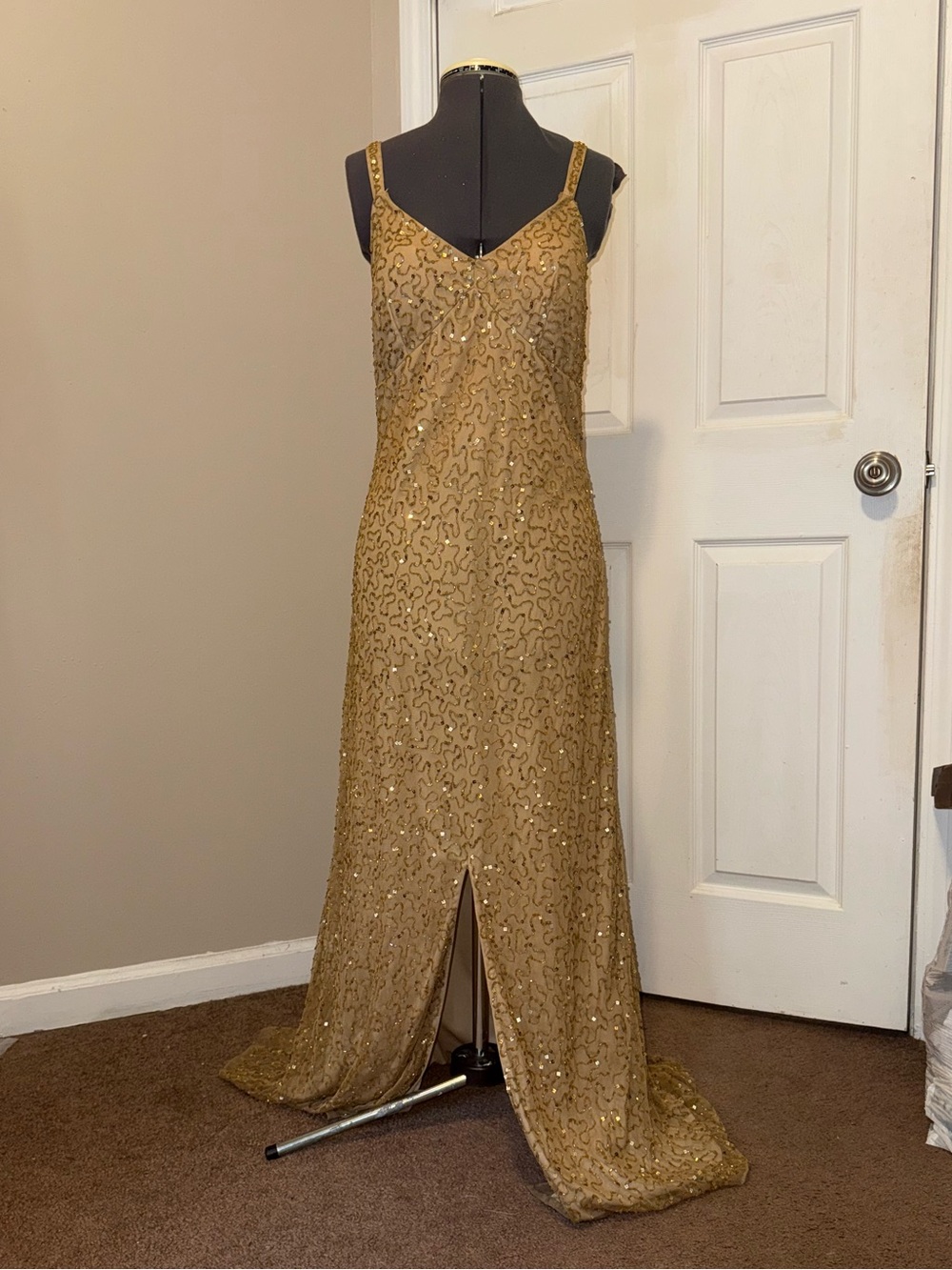 Jump Gold Sequin Maxi Dress with Front Slit